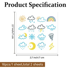 PLIGREAT Cute Golf Ball Markers Creative Marking Stickers for Identify Golf Balls 2 Sheets Sun Rainbow Cloud Pattern Customise Markers Golfer Gift Golfing Accessories