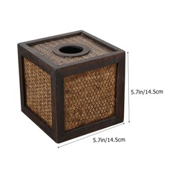 LIFKOME Hand Woven Bamboo Tissue Holder Decorative Napkin Box Organizer for Tabletop Farmhouse Style Tissue Container Unique Design for Home and Office Decor