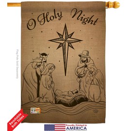 Holy Night House Flag Eagle Set Wintertime Nativity Three King Religious Family Season Christian Small Decorative Gift Yard Banner Double-Sided Made In USA 28 X 40