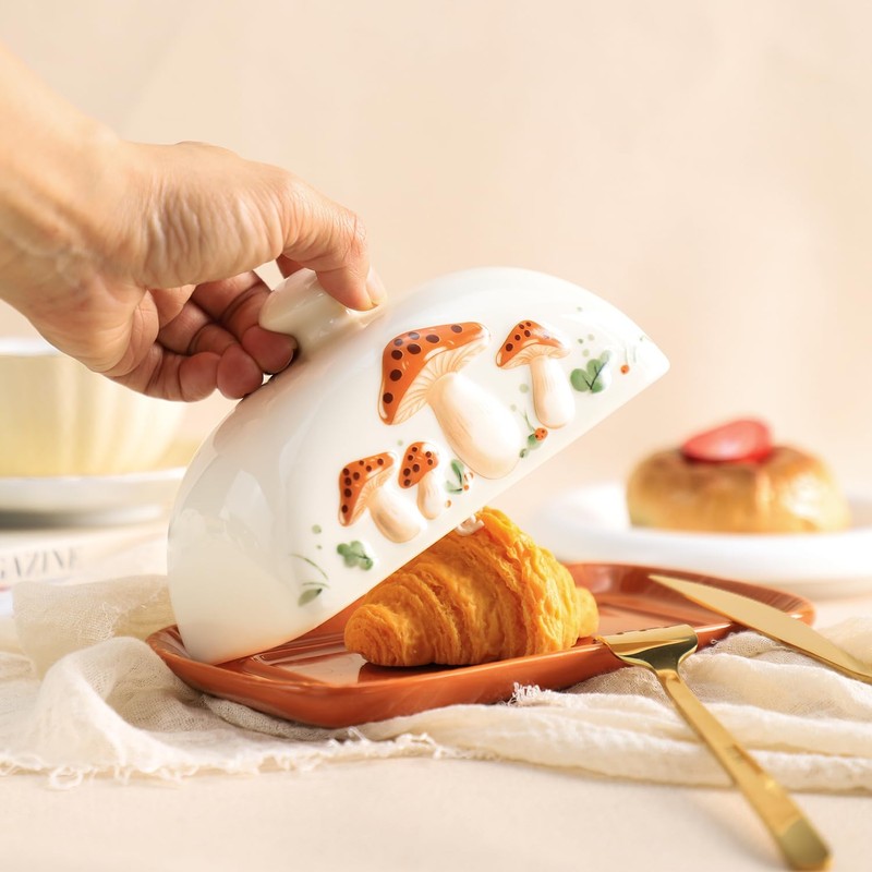 Bicuzat Ceramic Butter Dish with Lid Butter Keeper Butter Plate