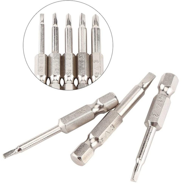 Fixinus 6 Pieces Magnetic Triangle Screwdriver Bits Set, 1/4 Inch