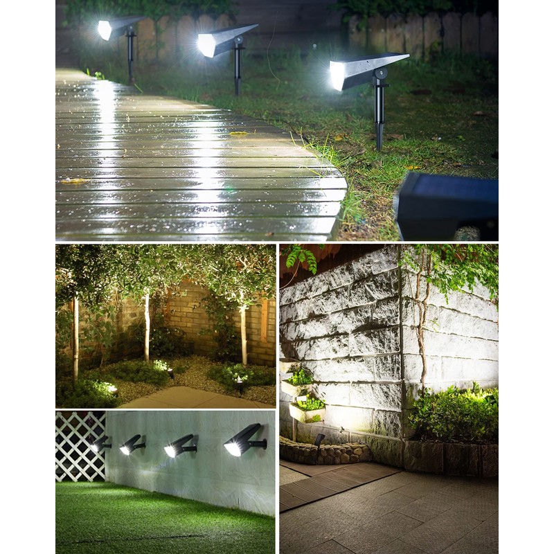 Biling Solar Spot Lights Outdoor, 2-in-1 Solar Landscape Lights 12