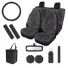 Qpednta Gray Leopard 12 Pack Car Seat Covers Set -