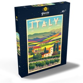 MyPuzzle Romantic Rural Landscape, Italy, Art Deco Style Vintage Poster, Illustration - Premium 100 Piece Puzzle - MyPuzzle Special Collection by Puzzle Galaxy