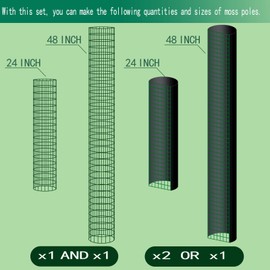 10ft/20ft/40ft DIY Metal Mesh Sphagnum Moss Pole Monstera Plant Support Self Watering Plant Poles for Climbing Indoor Plants(10ft Coated Wire Mesh，4ft Plastic Moss Poles)