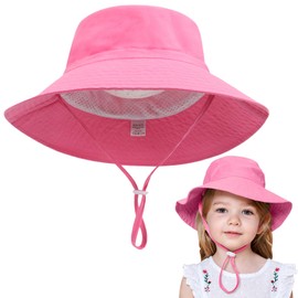 velado Baby Sun Hat Cotton Wide Brim Bucket UPF 50+ Sun Protection Cap for Kids Girls Boys Adjustable Summer Breathable Beach Hat for Travel Play Outdoor (Rose Red)