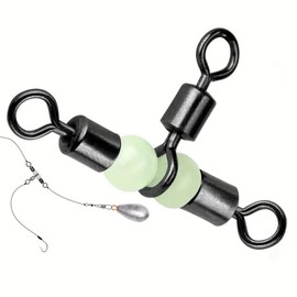 9KM DWLIFE 30pcs Stainless Steel Triangle Swivels with Glow Beads, 3-Way Rig Connector for Enhanced Attraction - Sea Fishing Connector Tackle Ideal for Night Fishing & Chasing Bottom Feeders