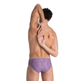 ARENA Men's Kikko Brief - Training Swim Briefs with UV Protection, Chlorine Resistance, Quick Drying Stylish Men's Swimwear,Black-Multi Purple