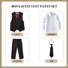 Boys Suits Size 6 Kids Black Suits for Boys Dress Vest Pants Suit Set Boy's Christmas Wedding Outfits