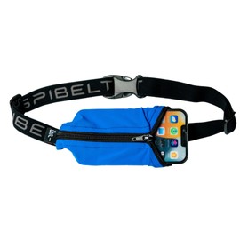 SPIbelt Large Pocket Running Belt for Women Men, Phone Holder for Running, Running Fanny Pack, Holder for Phone, No Bounce Running Waist Pack, Expandable, Adjustable., Blue with Black Zipper