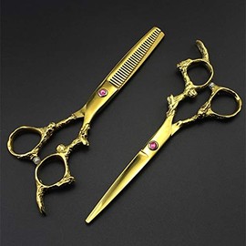 Hair Cutting Scissors, 6 Inch Professional Japan 440c Gold Dragon Handle Hair Scissors Haircut Thinning Barber Haircutting Cutting Shears Hairdressing Scissors Set
