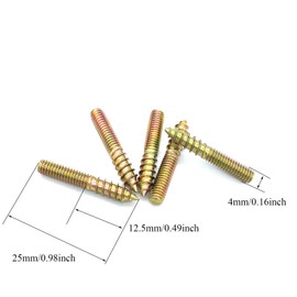 Yoliko 30 Pack M4 x 25 Hanger Bolts 25mm(0.98") Double Headed Bolts 4mm(0.16") Wood Dowel Screw Self-Tapping Screw Hanger Bolts for Furniture Screws Double Screw Threaded Rods Bolt 25mm Length
