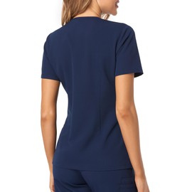 COMENII Scrubs for Women, 3 Pocket V-Neck Tailored Fit Workwear, Anti-Wrinkle Medical Scrub Tops Women-1-Navy M