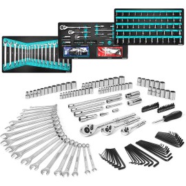 DURATECH Mechanics Tool Set Sockets Set SAE/Metric Ratchet Wrench Set 90-Tooth 149-Pieces