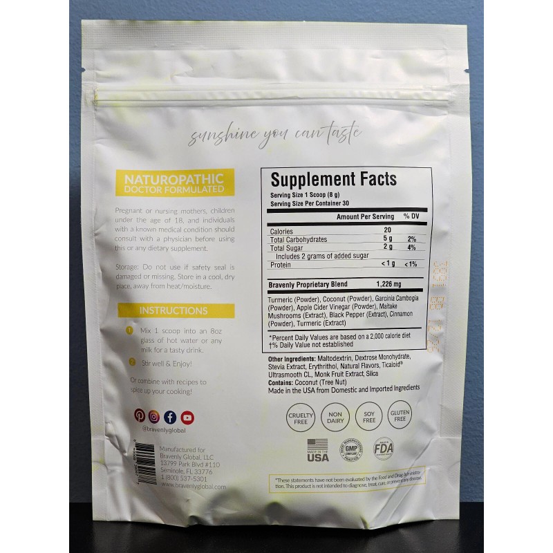 Bravenly Gold Apple Cider Vinegar + Turmeric Beverage 8.47 oz