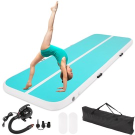 Inflatable Gymnastics Mat 10FT Air Track Tumbling Mat with Air Pump for Home Gym Training Yoga Water Cheerleading