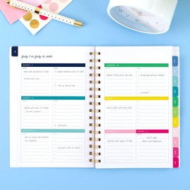 AT-A-GLANCE Planner 2025-2026 Academic, Simplified by Emily Ley, Weekly & Monthly, 5-1/2" x 8-1/2", Small, Monthly Tabs, Flexible Cover, Happy Stripe (EL37-200A)