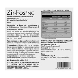 Zir-Fos Probitico y Prebitico  Mejora la Digestin, Reduce el Estreimiento  Equilibrio de la Microbiota Intestinal con Bifidobacterias  30 Sobres      