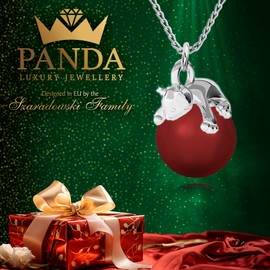 PANDA LUXURY JEWELLERY Women's 925 Sterling Silver Necklace Cat with Pearls Chain with Pendant for Girlfriend Wife Her Jewellery for Women Girls Valentine's Day Christmas Birthday, Sterling Silver,
