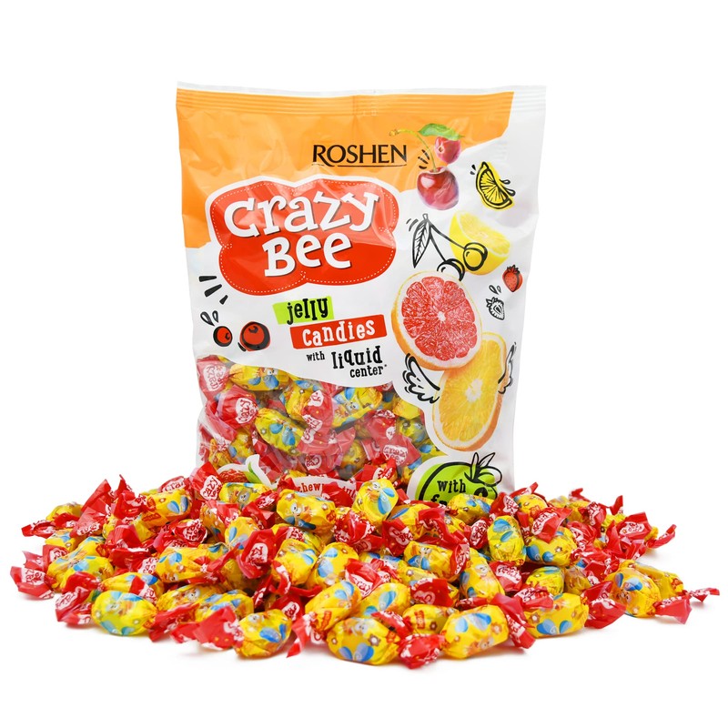 Roshen Crazy Bee Jelly Candy with Fruity Filling, Made with