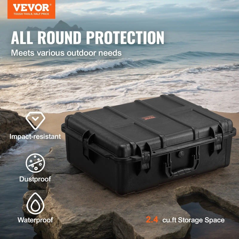 Heavy Duty Weatherproof Dry Box Case with Pre-cut Foam Retractable