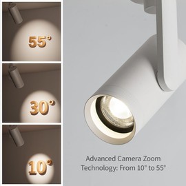 Aisilan Zoomable Ceiling Spotlight White LED 12 W Dimmable Ceiling Spotlight, Adjustable Beam Angle 10°-55°, Swivel Angle, Aluminium Accent Lamp, CRI 97, for Hallway, Wall Painting and Living Room