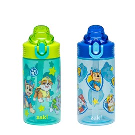Zak Designs - Botella de agua para niños con pajilla, mango y fugas, para la escuela o los viajes, paquete de 2 unidades de persecución y amigos