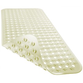 Yimobra Bathtub Mat Non Slip, 34.5x15.5 Inch Long Shower Mat with Drain Holes Suction Cups, Bath Mats for Inside Shower, Machine Washable, BPA, Latex, Phthalate Free, Beige