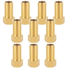 WOPPLXY 10 PCS Brass Pipe Fittings, 1/2" Female to 1/2" Male Pipe Longer Fitting Converter Adapter, Brass Extension Pipe Nipple Connector(Length 1.96 Inch/50 mm)
