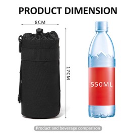 1 x Outdoor Water Bottle Case, Adjustable Shoulder Strap with Drawstring Bottle Holder, Waterproof Water Bottle Bag for Camping, Travel, Hiking, Sports (Black), Black, 17 x 8 cm, black, travel adapter