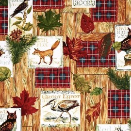 Fabri-Quilt Inc Fall Retreat Patches Wood Brown 100% Cotton Fabric by The Yard