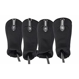 Black All Hybrid Headcover Set 2 3 4 5 Golf Club Covers Head Cover Mesh Complete