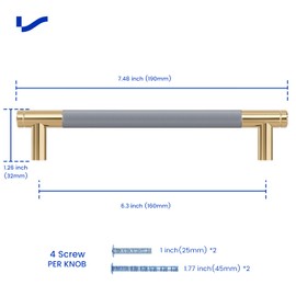 LONTAN 2 Pack Grey Kitchen Handles 160mm Gold Cupboard Handles Drawer Handles Aluminum Alloy Kitchen Cupboard Handles Kitchen Door Handles Gold Cabinet Handles Cabinet Hardware