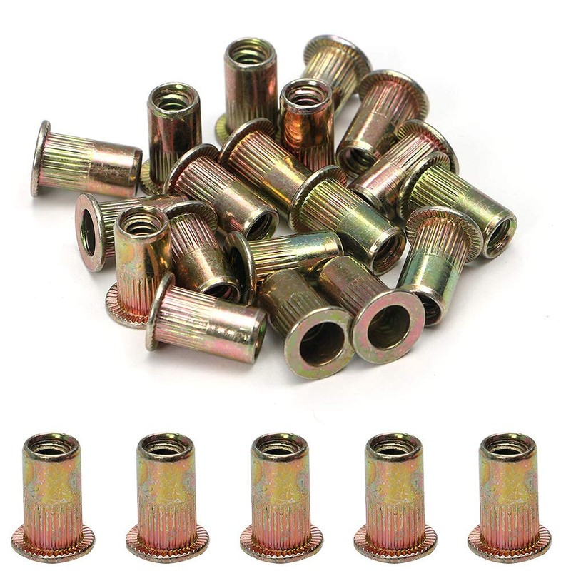 100pcs Carbon Steel SAE 3/8-16 Rivet Nuts Threaded Rivet Insert