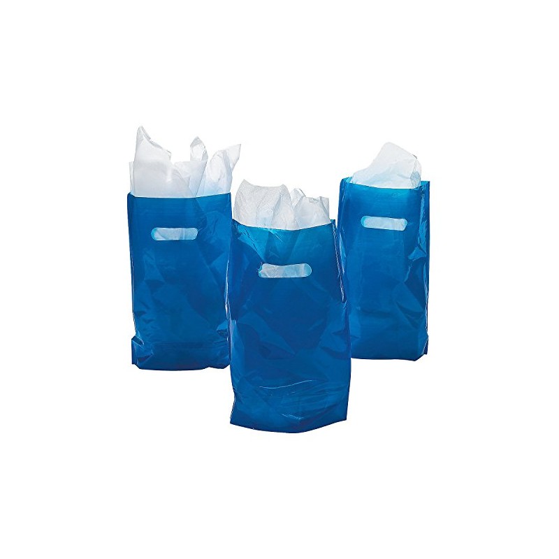 Eye-Catching Blue Plastic Goody Bags - 8.25" x 12" (Pack