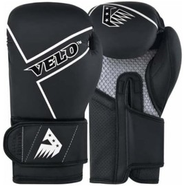 VELO Boxing Matte Leather Muay Thai Training Sparring Punching Bag Mitts kickboxing Fighting Gloves for Punch Bag | Focus Pad | Arm kick Pad (White, 16oz)