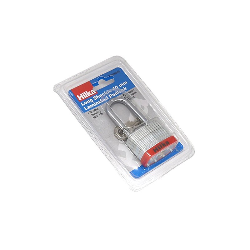 Hilka 70606040 Long Shackle Laminated Padlock, 40 mm