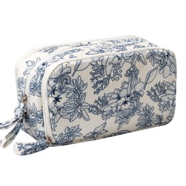 OZAOZ Big Capacity Pencil Case Pen Pouch Corduroy Pencil Bag Multiple Pockets Sturdy Zipper Cute School Supplies Pen Bag Organizer For Girls Kids (C Navy blue flower)