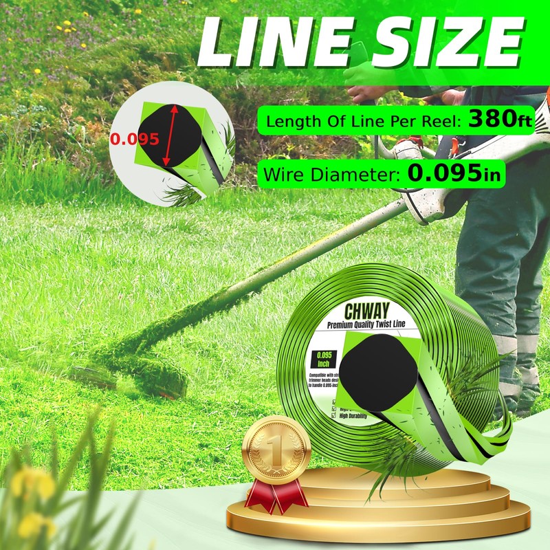 095 Trimmer Line, 380ft Square Twist Heavy Duty Weed Eater
