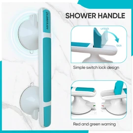 LORESJOY Grab Bars for Seniors, Grab Bar with Suction Cup, Grab Bar Shower No Drilling, Shower Handle for Seniors, Shower Handle Suction Cup Bathroom Bath Handle Bathroom Shower Handles