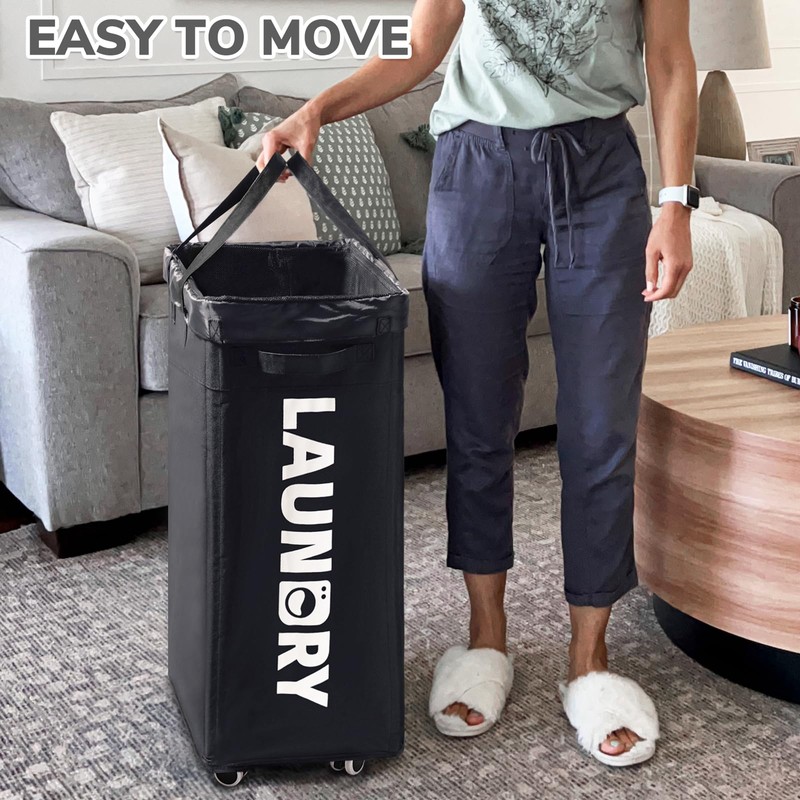 CHICVITA 75L Slim Laundry Hamper with Wheels and Removable Wash