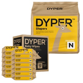DYPER Size Newborn Viscose from Bamboo Baby Diapers and 99% Water Wipes Bundle