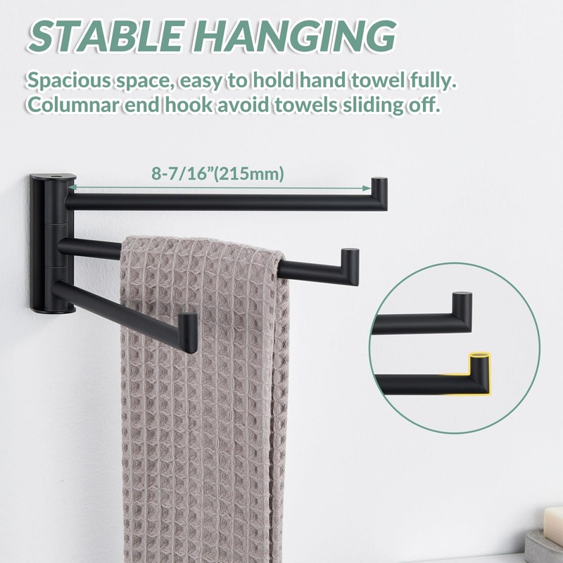 APLusee Swivel Towel Rack, 304 Stainless Steel Foldable Towel Bar