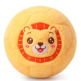 FunisFun Silent Indoor Soccer Ball Inflatable Plush Soccer Balls for Toddlers 1-3 Soft Lion Plush Toys for Kids Boys (Yellow-Lion)