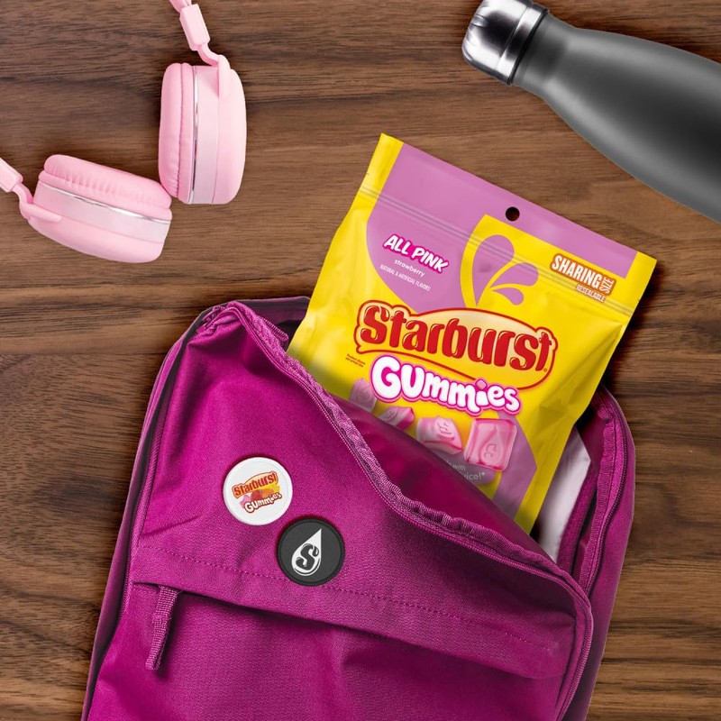 STARBURST Gummies All Pink Gummy Candy Strawberry Flavored Chewy Snacks