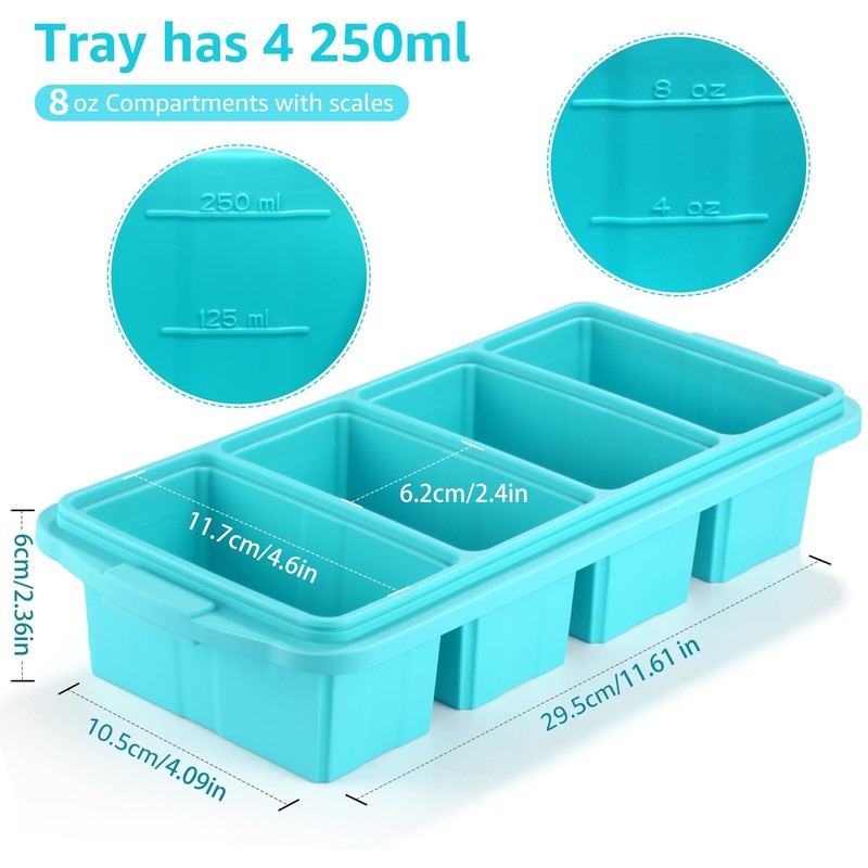 Ztomine Silicone Freezer Tray With Lid - Silicone Freezer Food