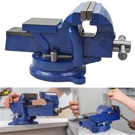 mitoharet 5-Inch Bench Vises with Anvil Swivel Locking Base Table Top Clamp, Heavyduty Bench Vise with Locking 360-Degree Swivel Anvil