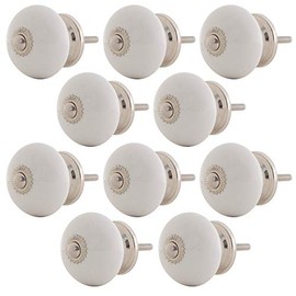 Knober 10 x White | Silver Fitting Made of Stainless Steel | Furniture Knobs 40 mm Knob | Door Handle Thread Metric M3
