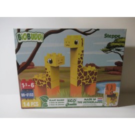 BiOBUDDi Building Blocks - Steppe Giraffe - 14 Pieces Plant Based/Eco Friendly