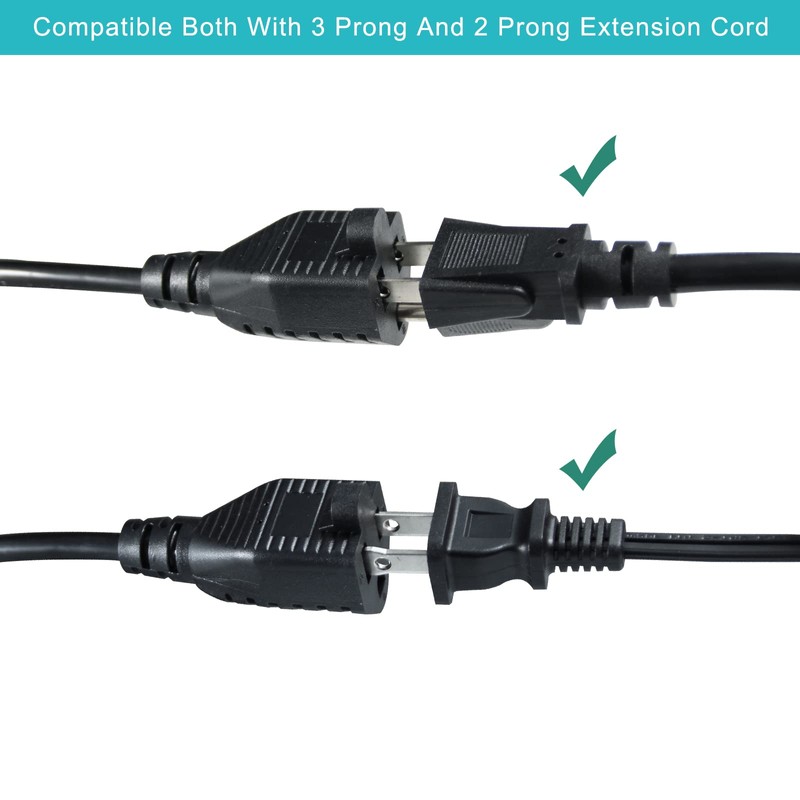 SPARKING 1.5FT Short Extension Cord with Flat Plug - Black